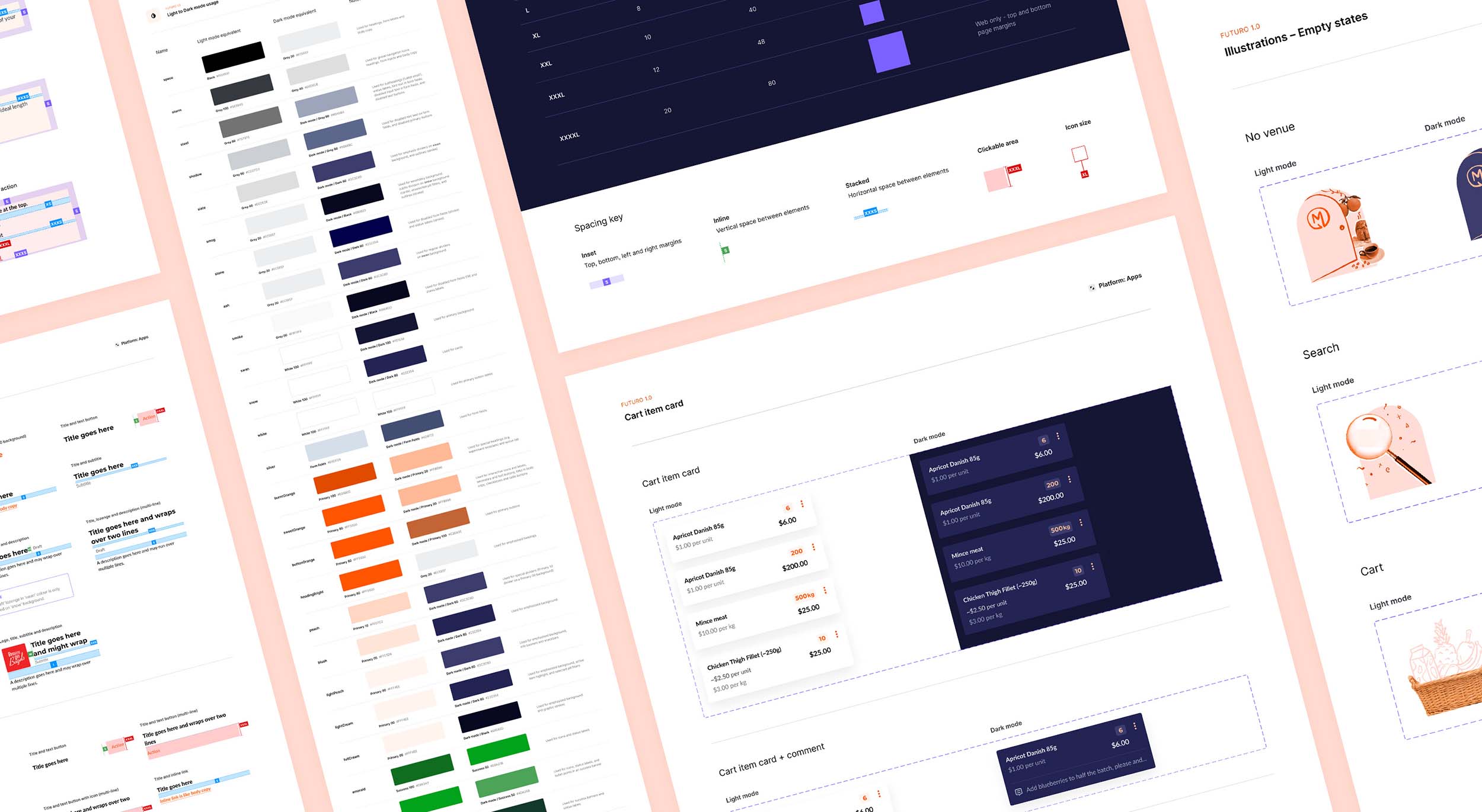 Collage of design system guidelines.